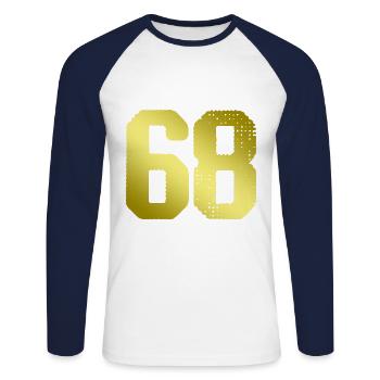 68 Maillot numéro - T-shirt baseball manches longues Homme - blanc/marine - Devant - Nik (191cm)