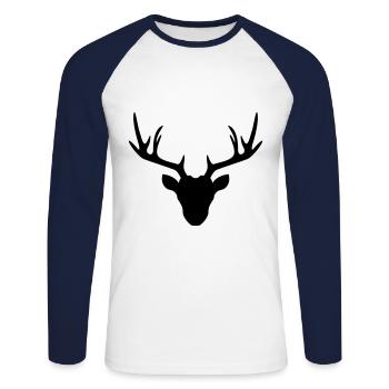 Deer Deer icon - Unisex Long Sleeve Baseball T-Shirt - white/navy - Front - Nik (191cm)