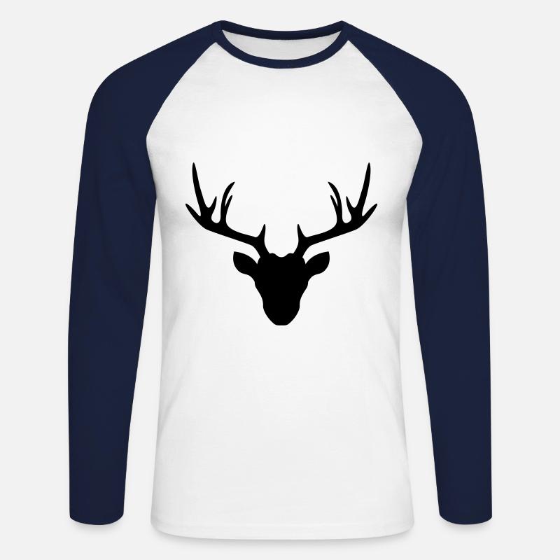 Reh Hirsch icon - Unisex Baseballshirt langarm - Weiß/Navy