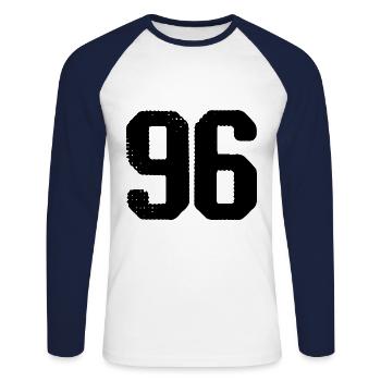 96 number jersey - Unisex Long Sleeve Baseball T-Shirt - white/navy - Front - Nik (191cm)
