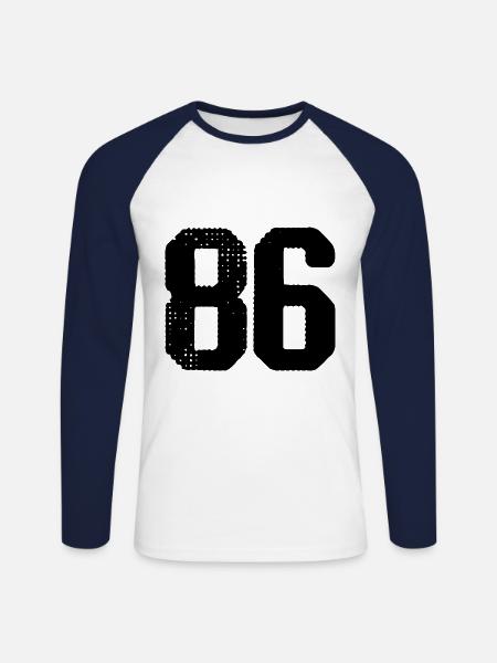 86 Zahl Trikot - Unisex Baseballshirt langarm - Weiß/Navy