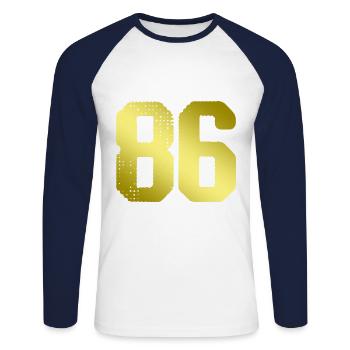 maillot numéro 86 - T-shirt baseball manches longues Homme - blanc/marine - Devant - Nik (191cm)