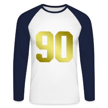 90 number jersey - Unisex Long Sleeve Baseball T-Shirt - white/navy - Front - Nik (191cm)