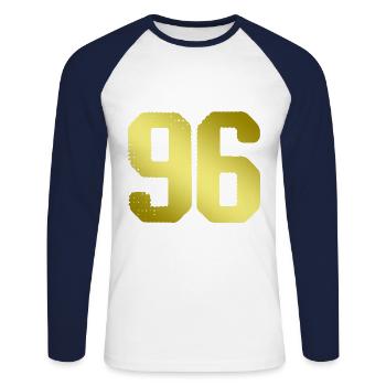 maillot numéro 96 - T-shirt baseball manches longues Homme - blanc/marine - Devant - Nik (191cm)