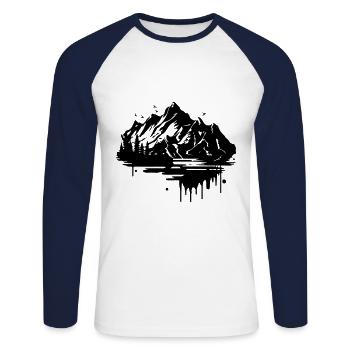 Mountains Silhouette Nature Symbol - Unisex Long Sleeve Baseball T-Shirt - white/navy - Front - Nik (191cm)