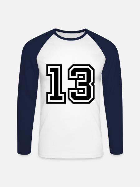 13 Zahl symbol - Unisex Baseballshirt langarm - Weiß/Navy