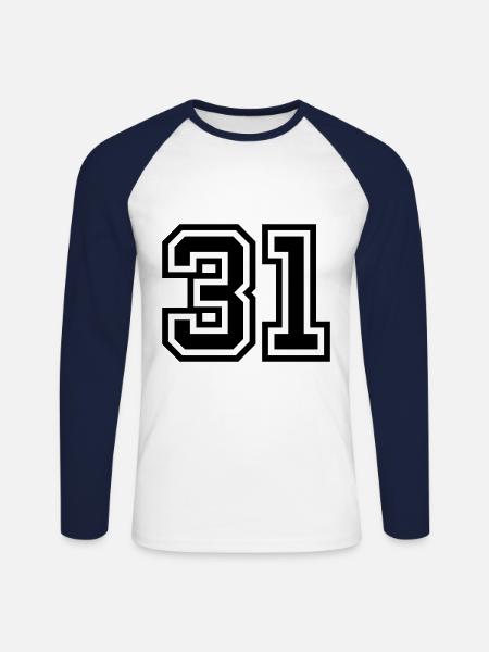 Symbole numérique 31 - T-shirt baseball manches longues Homme - blanc/marine