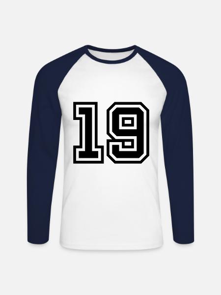 19 Zahl symbol - Unisex Baseballshirt langarm - Weiß/Navy