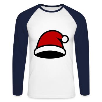 Chapeau de Père Noël Noël - T-shirt baseball manches longues Homme - blanc/marine - Devant - Nik (191cm)