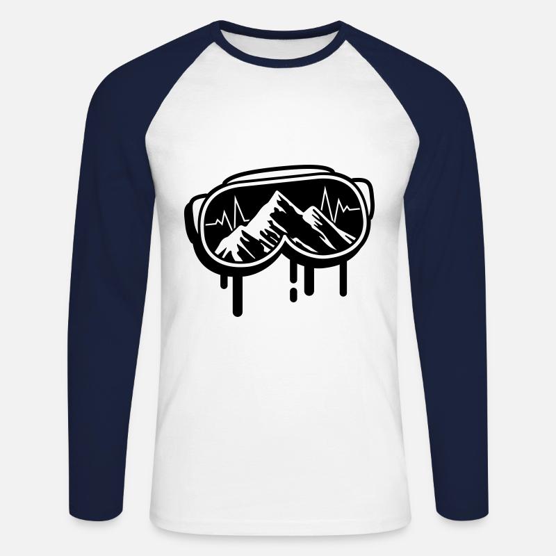 ski brille puls - Unisex Baseballshirt langarm - Weiß/Navy