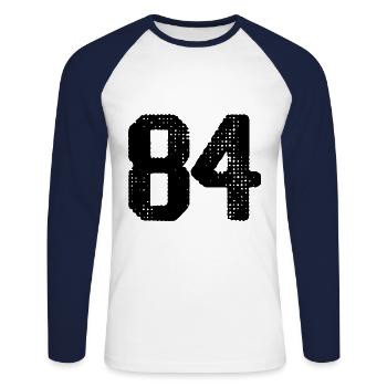 Maillot à 84 numéros - T-shirt baseball manches longues Homme - blanc/marine - Devant - Nik (191cm)