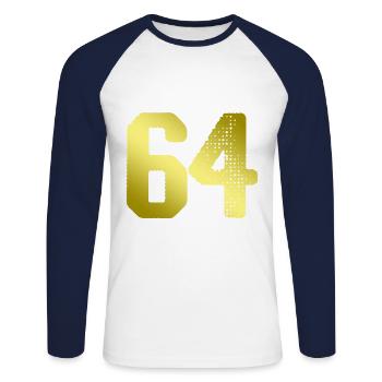 maillot numéro 64 - T-shirt baseball manches longues Homme - blanc/marine - Devant - Nik (191cm)