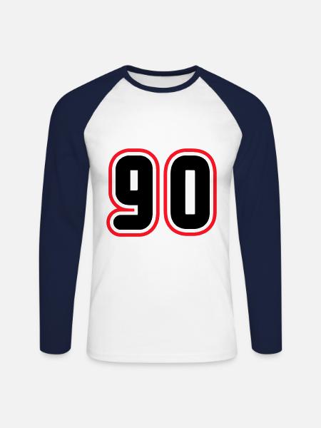 90 Number number - Unisex Long Sleeve Baseball T-Shirt - white/navy