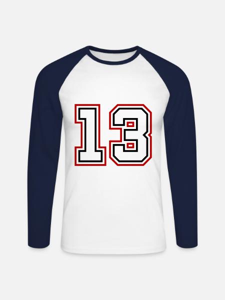 13 Number number - Unisex Long Sleeve Baseball T-Shirt - white/navy
