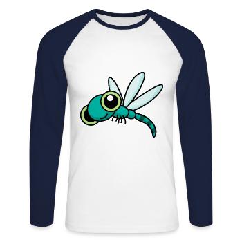 Drachenfliege libelle - Unisex Baseballshirt langarm - Weiß/Navy - Vorne - Nik (191cm)