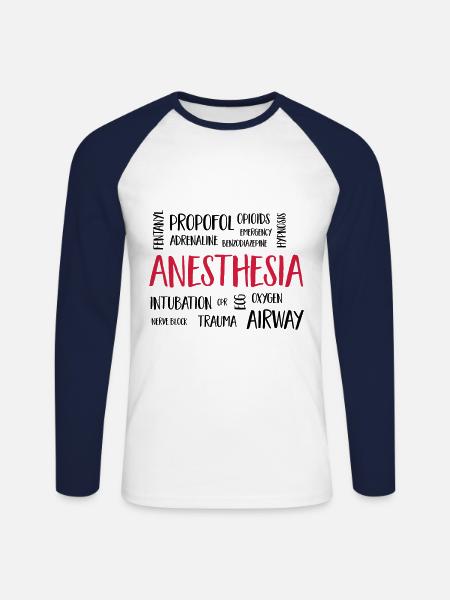 anesthesiacluster - Unisex Long Sleeve Baseball T-Shirt - white/navy