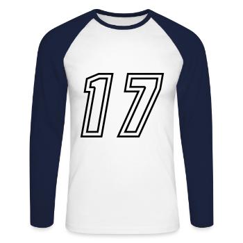 17 Number number - Unisex Long Sleeve Baseball T-Shirt - white/navy - Front - Nik (191cm)