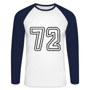 Symbole numérique 72 - T-shirt baseball manches longues Homme - blanc/marine - Devant - Nik (191cm)