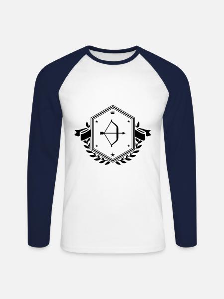 Pfeil und Bogen Wappen - Unisex Baseballshirt langarm - Weiß/Navy