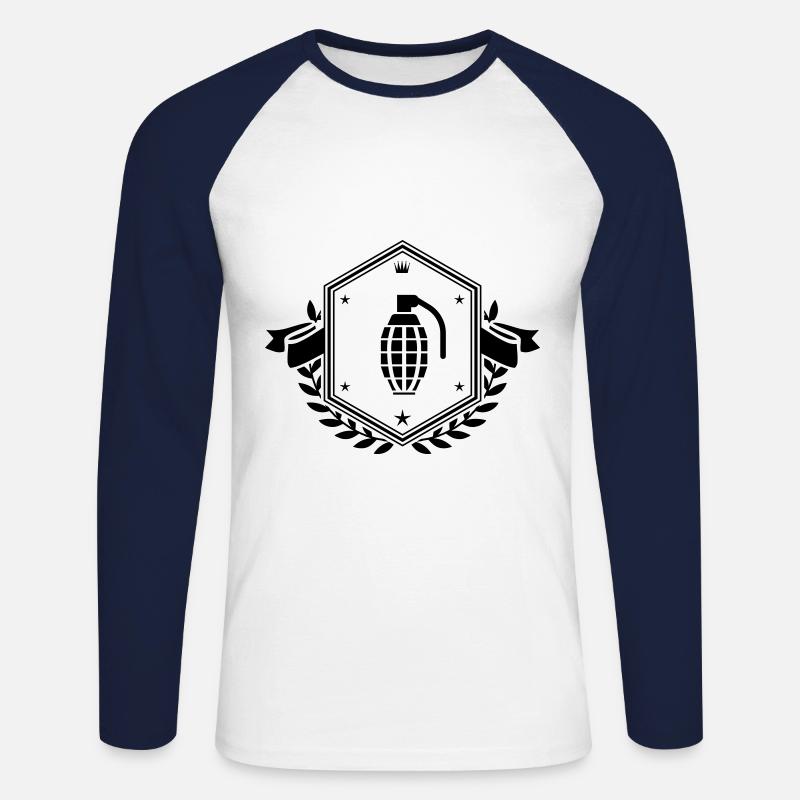 Granate wappen - Unisex Baseballshirt langarm - Weiß/Navy