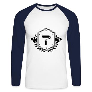 Painter silhouette coat of arms - Unisex Long Sleeve Baseball T-Shirt - white/navy - Front - Nik (191cm)