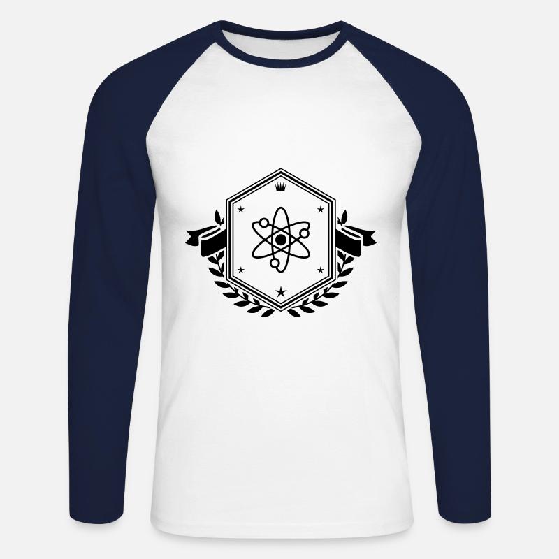 Atom Wappen - Unisex Baseballshirt langarm - Weiß/Navy