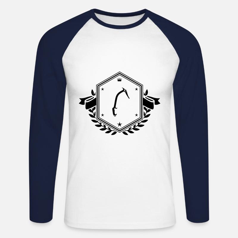 Kletterausrüstung eispickel Wappen - Unisex Baseballshirt langarm - Weiß/Navy