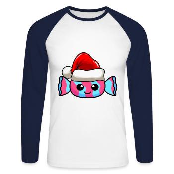 Bonbons Weihnachten Comic Xmas - Unisex Baseballshirt langarm - Weiß/Navy - Vorne - Nik (191cm)