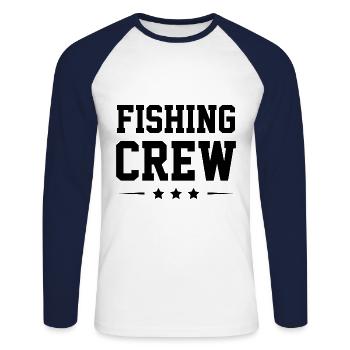 Équipage de pêche - T-shirt baseball manches longues Homme - blanc/marine - Devant - Nik (191cm)
