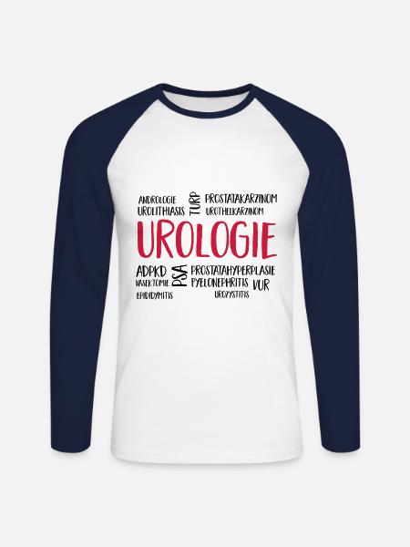 urologiecloud - Unisex Baseballshirt langarm - Weiß/Navy
