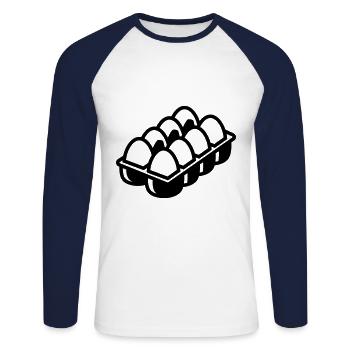 Eier symbol - Unisex Baseballshirt langarm - Weiß/Navy - Vorne - Nik (191cm)