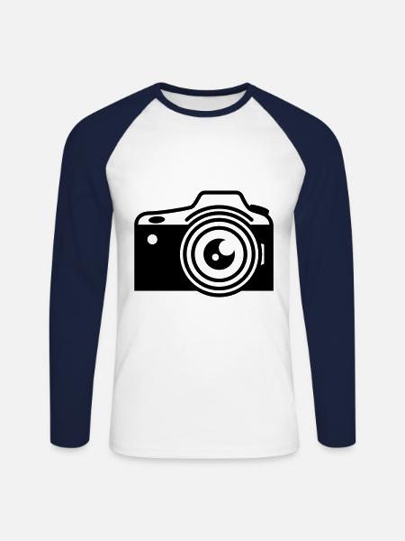 Camera Silhouette icon - Unisex Long Sleeve Baseball T-Shirt - white/navy