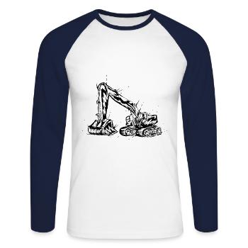 Excavatrice - T-shirt baseball manches longues Homme - blanc/marine - Devant - Nik (191cm)