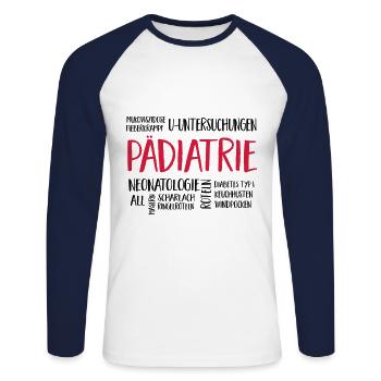 pädiatriewolke - Unisex Baseballshirt langarm - Weiß/Navy - Vorne - Nik (191cm)