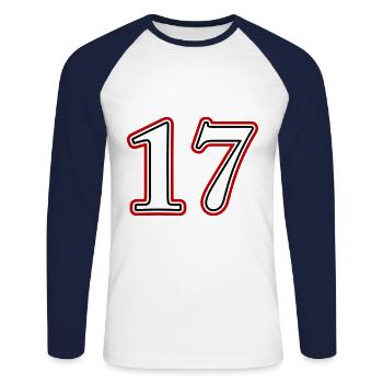17 Number number - Unisex Long Sleeve Baseball T-Shirt - white/navy - Front - Nik (191cm)