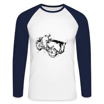 Vélo cargo - T-shirt baseball manches longues Homme - blanc/marine - Devant - Nik (191cm)