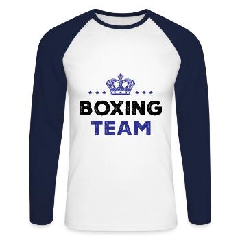 Boxing Team - Unisex Long Sleeve Baseball T-Shirt - white/navy - Front - Nik (191cm)