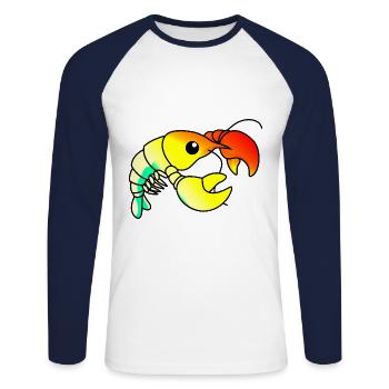 Lobster Comic Animal - Unisex Long Sleeve Baseball T-Shirt - white/navy - Front - Nik (191cm)