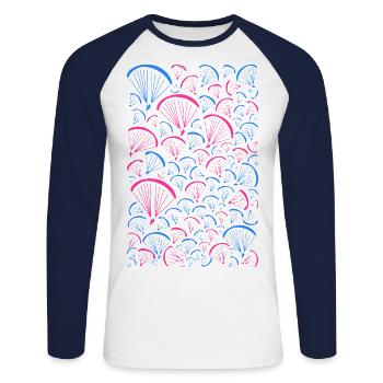 Paragliders in the sky - Unisex Long Sleeve Baseball T-Shirt - white/navy - Front - Nik (191cm)