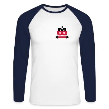 i am bi (© alteerian) - Unisex Baseballshirt langarm - Weiß/Navy - Vorne - Nik (191cm)