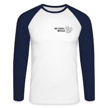 Be cool and Boule Lustige Boccia Sport Hobby - Unisex Baseballshirt langarm - Weiß/Navy - Vorne - Nik (191cm)