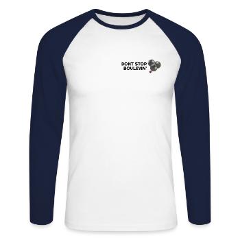 Dont stop Boulevin' Lustige Boule Boccia Designs - Unisex Baseballshirt langarm - Weiß/Navy - Vorne - Nik (191cm)