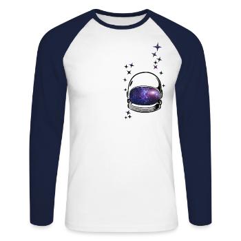 Astronaut Helmet Space Galaxy Stars Gift - Unisex Long Sleeve Baseball T-Shirt - white/navy - Front - Nik (191cm)