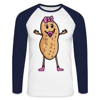Cacahuète Enfant Bébé Enfants Soeur Frères et sœurs - T-shirt baseball manches longues Homme - blanc/marine - Devant - Nik (191cm)