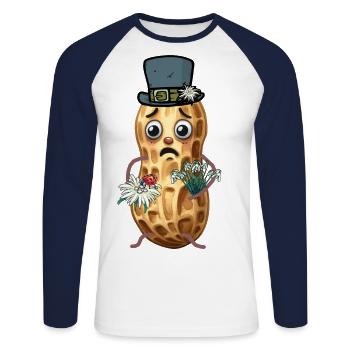 Peanuts Peanut Spring Switzerland Tyrol Nut - Unisex Long Sleeve Baseball T-Shirt - white/navy - Front - Nik (191cm)