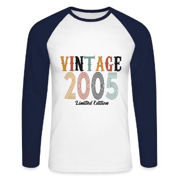 2005 né cadeau d’anniversaire vintage - T-shirt baseball manches longues Homme - blanc/marine - Devant - Nik (191cm)