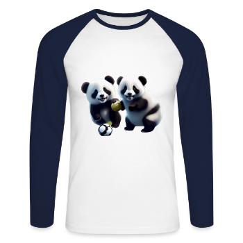 Panda freunde - Unisex Baseballshirt langarm - Weiß/Navy - Vorne - Nik (191cm)