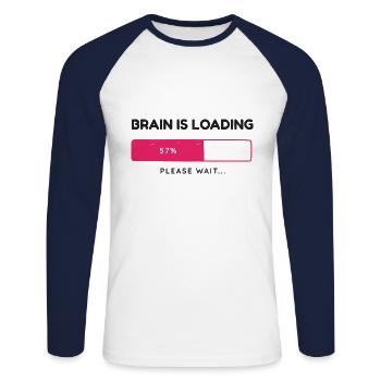 Gehirn lädt, bitte warten - Unisex Baseballshirt langarm - Weiß/Navy - Vorne - Nik (191cm)