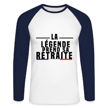 La Légende Prend Sa Retraite - T-shirt baseball manches longues Homme - blanc/marine - Devant - Nik (191cm)