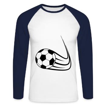 Fußball, Ball, Soccer, Football, Schuss, Tor - Unisex Baseballshirt langarm - Weiß/Navy - Vorne - Nik (191cm)